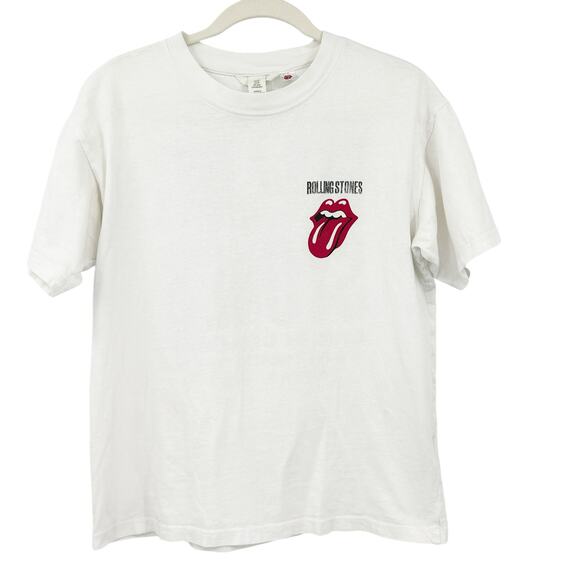 H&M Womens Oversized The Rolling Stones Graphic T Shirt Band Tee Size XS White - Picture 1 of 6